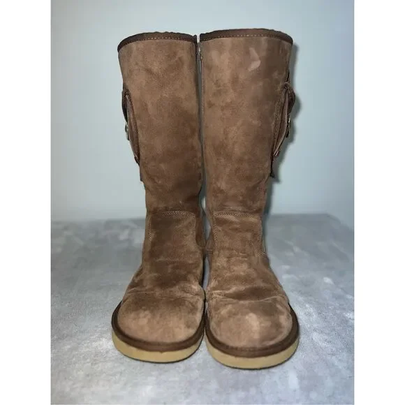 Ugg Boots Cargo Pocket Espresso Brown Real Shearling W10 - Picture 2 of 12